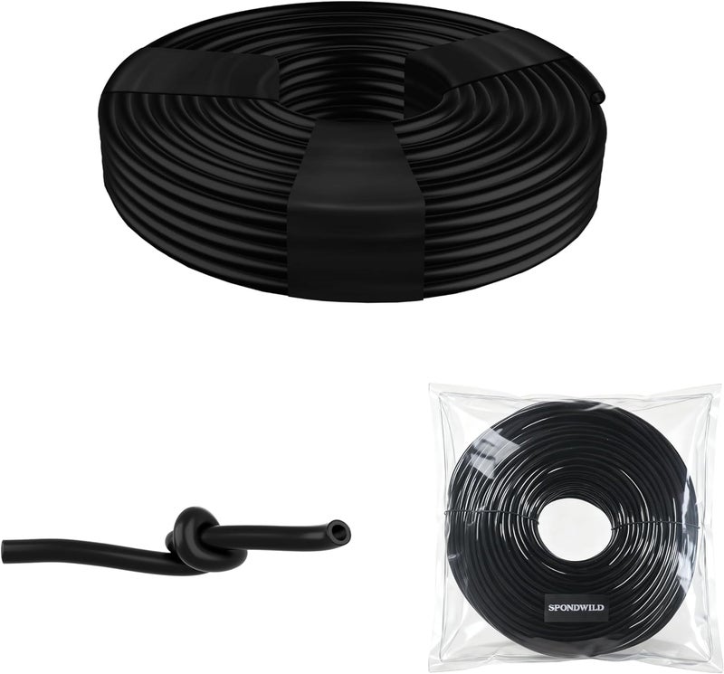 SPONDWILD 150 Ft 1/4 Inch Blank Distribution Tubing - UV Protected Flexible Black Drip Hose, Universal for Garden, Potted Plants & Veggie Beds, Fits Standard Drip Components - Image 1